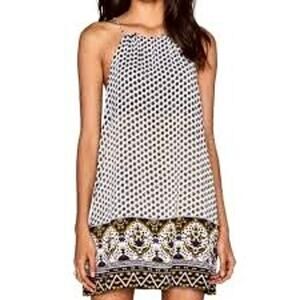 Faithfull The Brand Boho Print Halter Mini Dress Shoulder Tie Retro Hippie S
